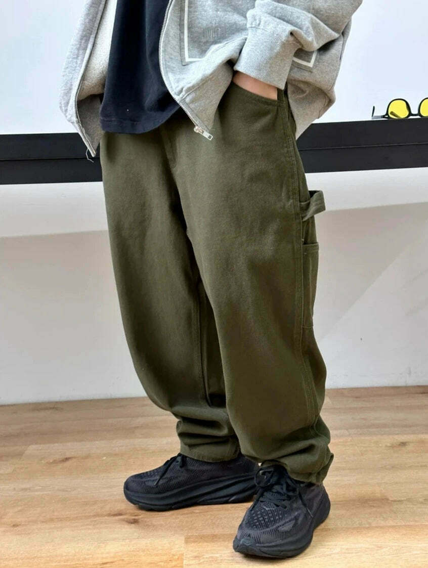 Y2K Aesthetic Balloon Fit Carpenter Jeans - Coquette Grunge Fashion with Old Money Vibes