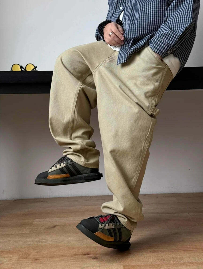 Y2K Aesthetic Balloon Fit Carpenter Jeans - Coquette Grunge Fashion with Old Money Vibes