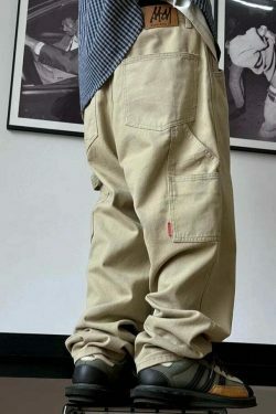 Y2K Aesthetic Balloon Fit Carpenter Jeans - Coquette Grunge Fashion with Old Money Vibes