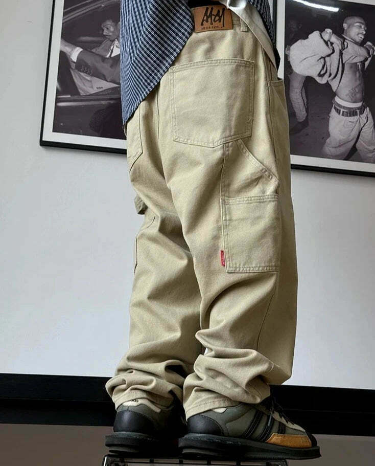 Y2K Aesthetic Balloon Fit Carpenter Jeans - Coquette Grunge Fashion with Old Money Vibes