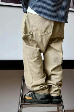 Y2K Aesthetic Balloon Fit Carpenter Jeans - Coquette Grunge Fashion with Old Money Vibes