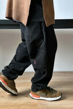 Y2K Aesthetic Balloon Fit Carpenter Jeans - Coquette Grunge Fashion with Old Money Vibes