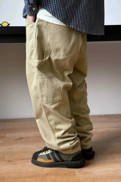 Y2K Aesthetic Balloon Fit Carpenter Jeans - Coquette Grunge Fashion with Old Money Vibes