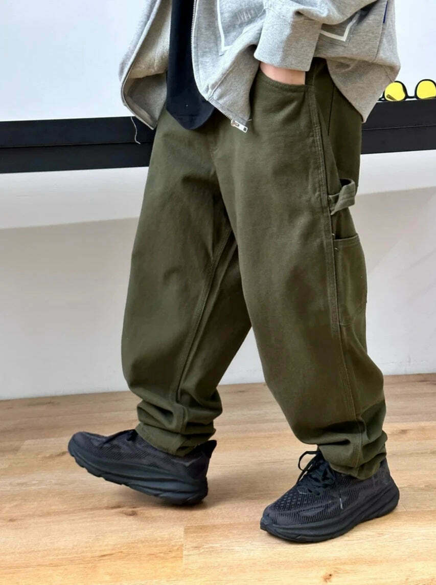 Y2K Aesthetic Balloon Fit Carpenter Jeans - Coquette Grunge Fashion with Old Money Vibes