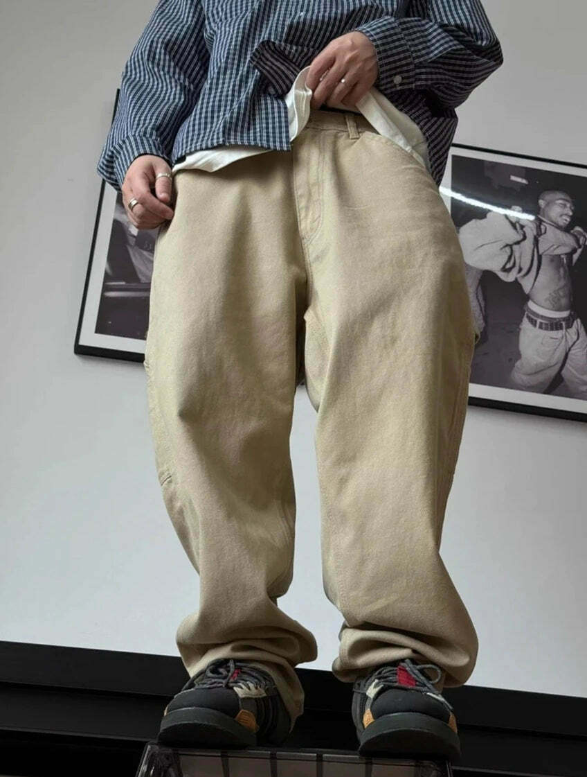 Y2K Aesthetic Balloon Fit Carpenter Jeans - Coquette Grunge Fashion with Old Money Vibes