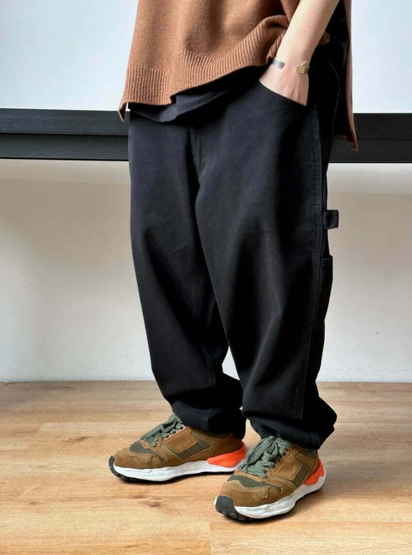 Y2K Aesthetic Balloon Fit Carpenter Jeans - Coquette Grunge Fashion with Old Money Vibes