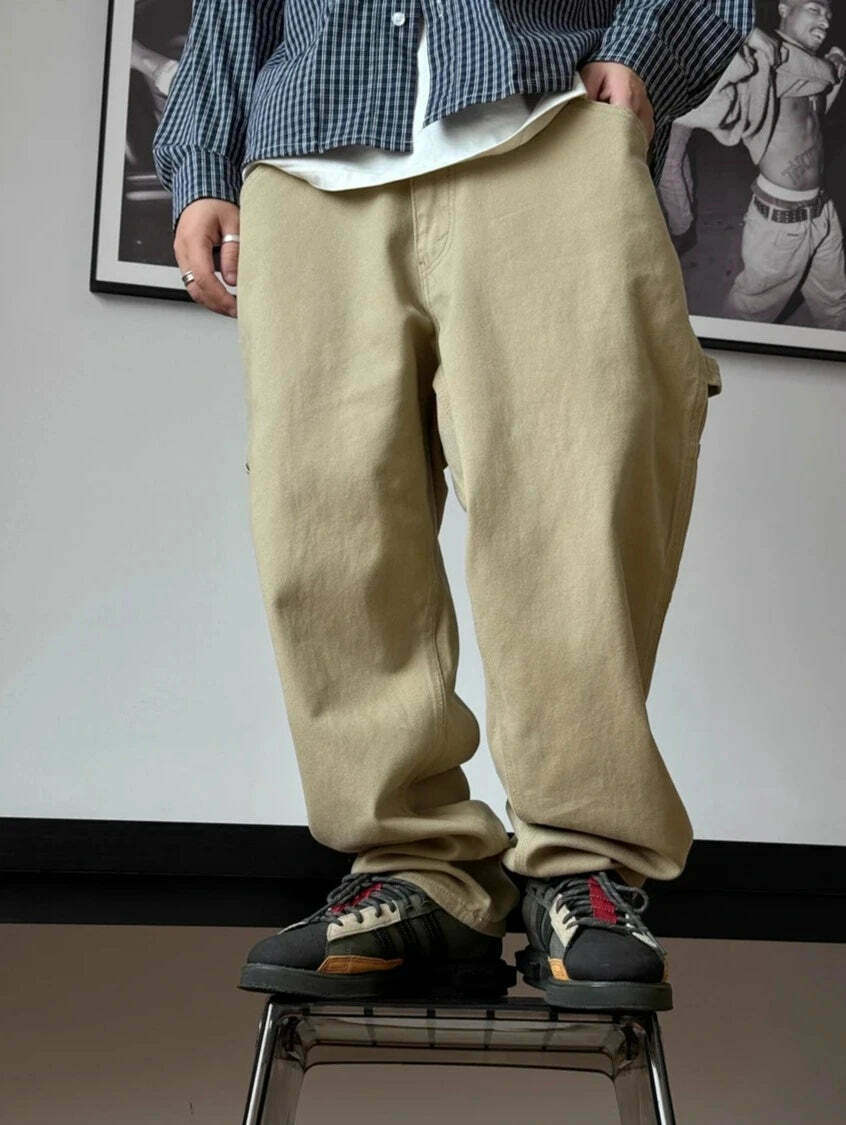 Y2K Aesthetic Balloon Fit Carpenter Jeans - Coquette Grunge Fashion with Old Money Vibes