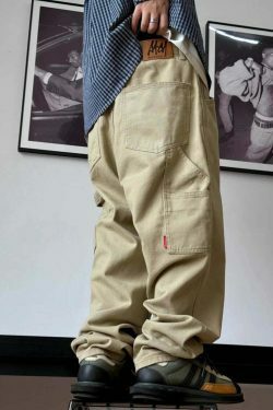 Y2K Aesthetic Balloon Fit Carpenter Jeans - Coquette Grunge Fashion with Old Money Vibes