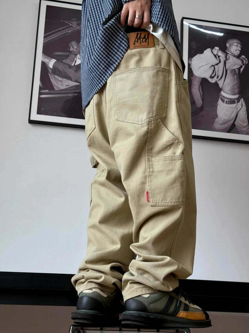 Y2K Aesthetic Balloon Fit Carpenter Jeans - Coquette Grunge Fashion with Old Money Vibes