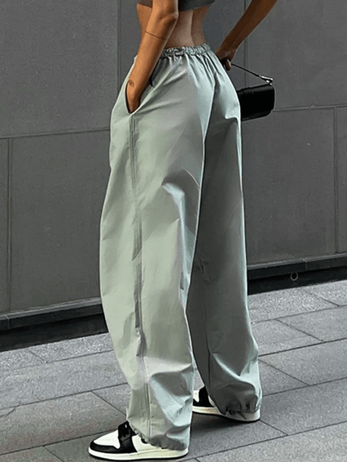 Y2K Aesthetic Belted Parachute Cargo Pants for Women - Coquette Style with Grunge Influence
