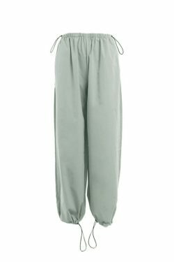 Y2K Aesthetic Belted Parachute Cargo Pants for Women - Coquette Style with Grunge Influence