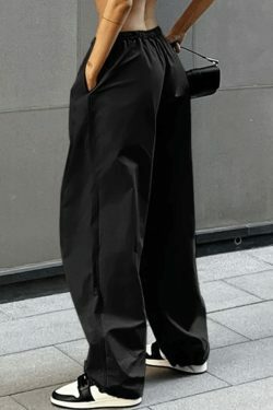 Y2K Aesthetic Belted Parachute Cargo Pants for Women - Coquette Style with Grunge Influence