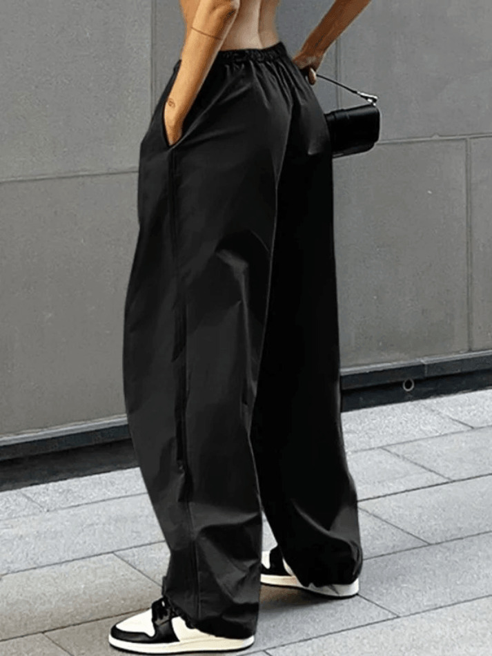 Y2K Aesthetic Belted Parachute Cargo Pants for Women - Coquette Style with Grunge Influence