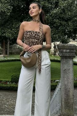 Y2K Aesthetic Big Cat Bandeau Off Shoulder Top - Coquette Style Grunge Fashion Women's Clothing