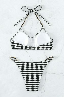 Y2K Aesthetic Black & White Shell Rope Bikini for Niche Women Fashion