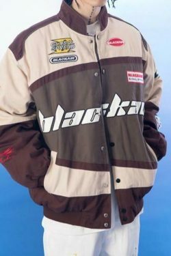 Y2K Aesthetic Black AIR Racing Jacket for Niche Women Fashion