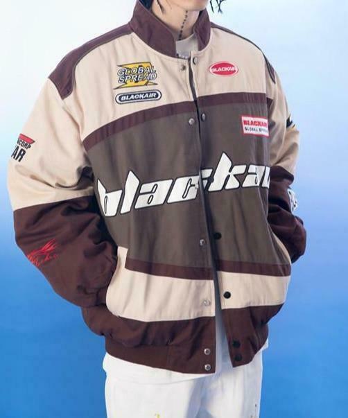 Y2K Aesthetic Black AIR Racing Jacket for Niche Women Fashion Y2K Aesthetic Black AIR Racing Jacket for Niche Women Fashion