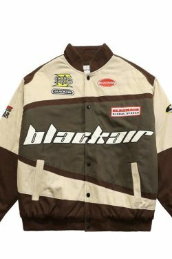 Y2K Aesthetic Black AIR Racing Jacket for Niche Women Fashion