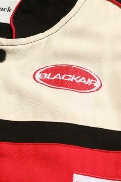 Y2K Aesthetic Black AIR Racing Jacket for Niche Women Fashion