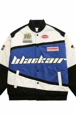 Y2K Aesthetic Black AIR Racing Jacket for Niche Women Fashion