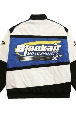 Y2K Aesthetic Black AIR Racing Jacket for Niche Women Fashion