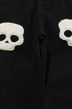 Y2K Aesthetic Black Air Skull and Star Applique Jeans - Coquette Grunge Fashion for Women