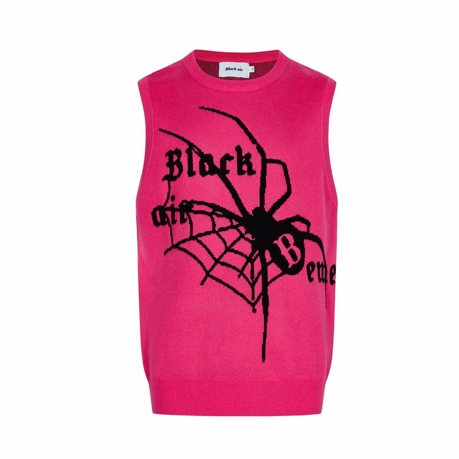 Y2K Aesthetic Black Air Spider Jacquard Sweater Vest - Coquette Style Grunge Fashion