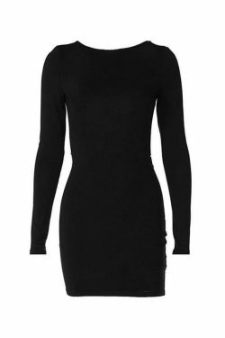 Y2K Aesthetic Black Backless Chain Decor Mini Dress for Women - Coquette Grunge Style Fashion