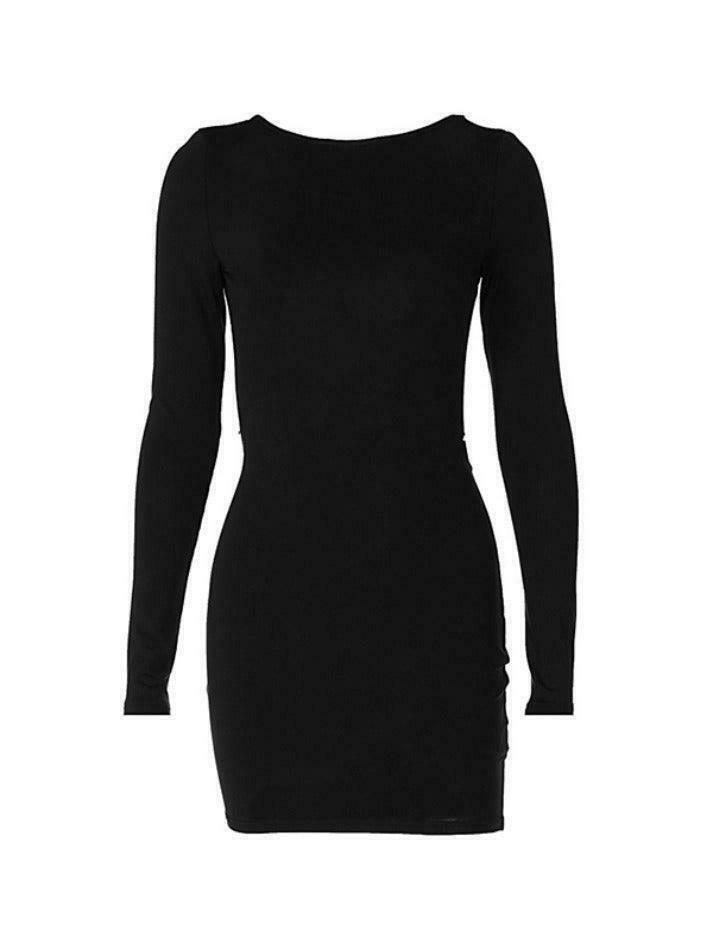 Y2K Aesthetic Black Backless Chain Decor Mini Dress for Women - Coquette Grunge Style Fashion Y2K Aesthetic Black Backless Chain Decor Mini Dress for Women - Coquette Grunge Style Fashion