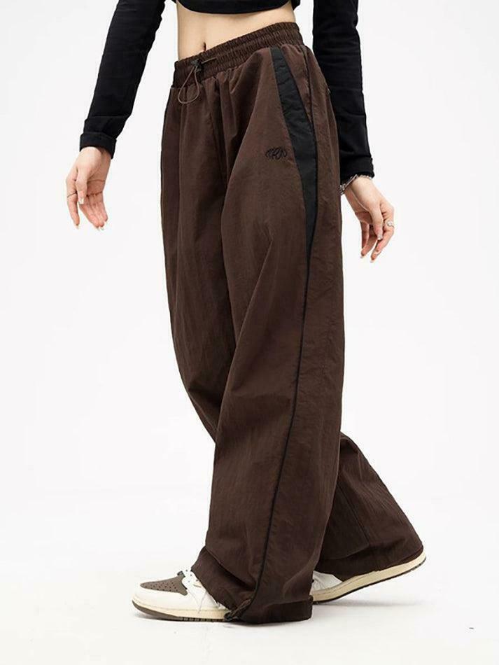Y2K Aesthetic Black Baggy Sweatpants with Contrast Piping Y2K Aesthetic Black Baggy Sweatpants with Contrast Piping