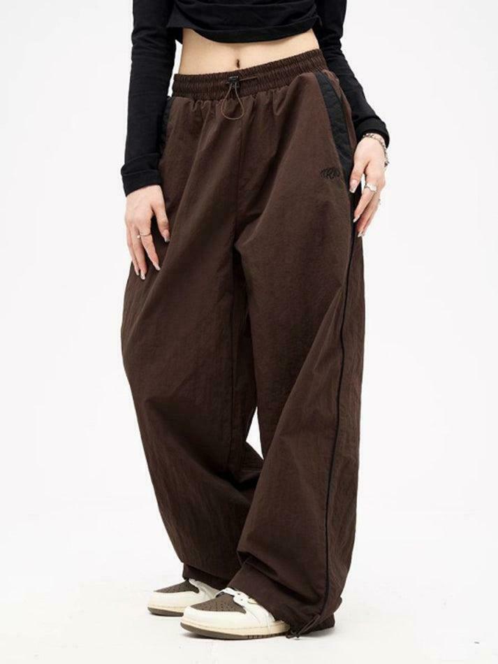 Y2K Aesthetic Black Baggy Sweatpants with Contrast Piping Y2K Aesthetic Black Baggy Sweatpants with Contrast Piping