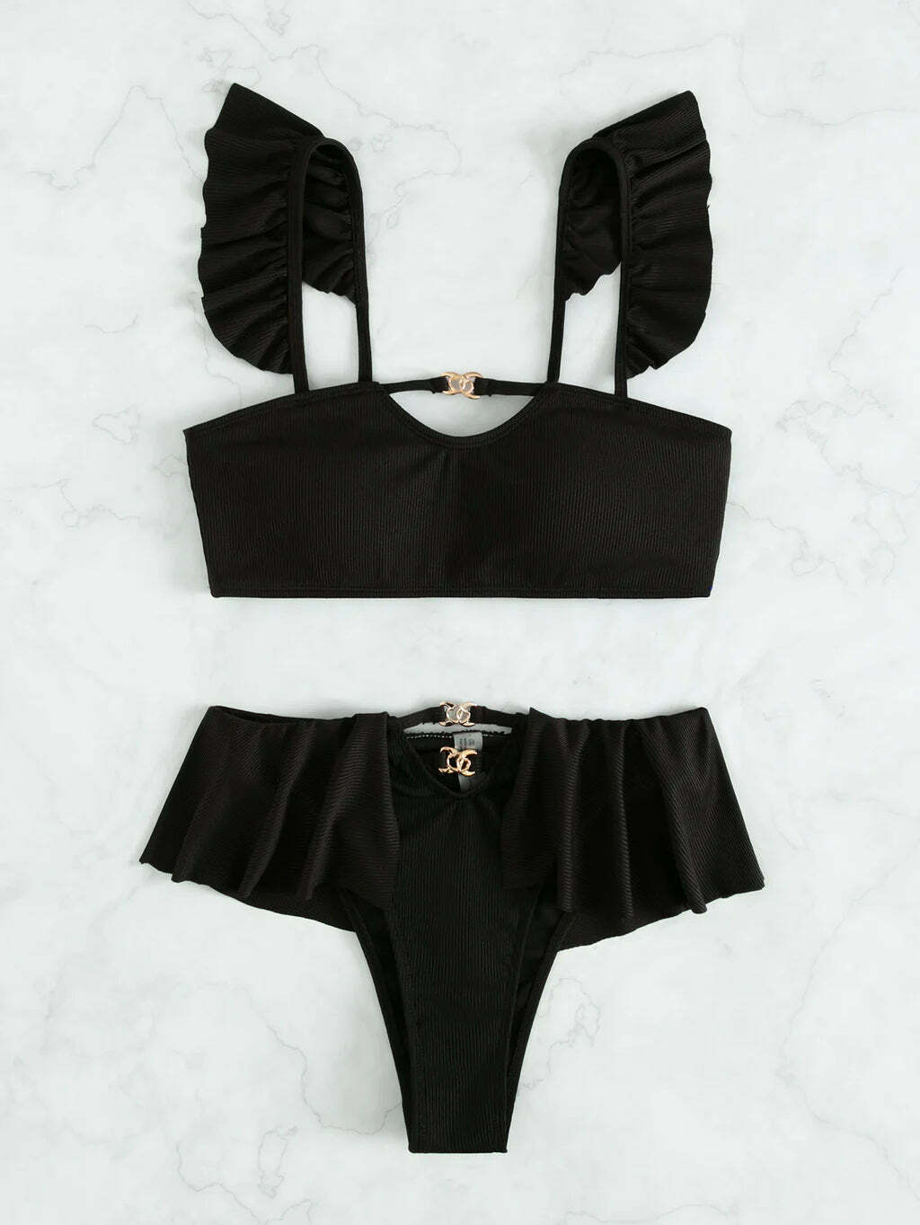 Y2K Aesthetic Black Beach Bikini - Coquette Style for Women - Grunge Fashion Swimwear