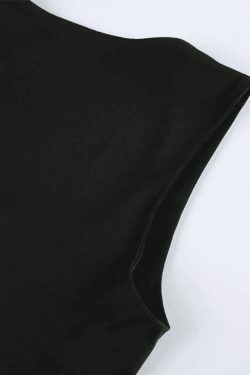 Y2K Aesthetic Black Cropped Tank Top for Women - Coquette Style Grunge Fashion