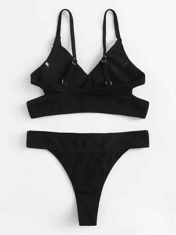 Y2K Aesthetic Black Cutout Halter Wrap Bikini Set - Coquette Style for Niche Women Fashion Y2K Aesthetic Black Cutout Halter Wrap Bikini Set - Coquette Style for Niche Women Fashion