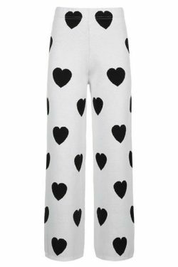 Y2K Aesthetic Black Heart Pants - Coquette Style Grunge Fashion for Women