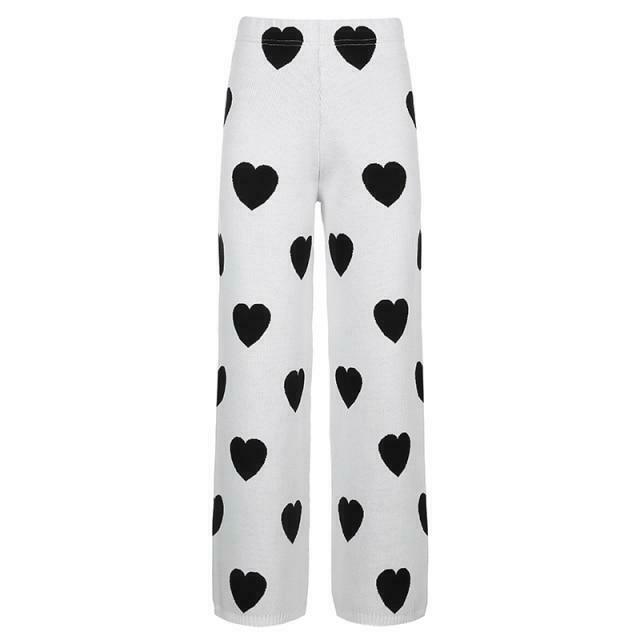Y2K Aesthetic Black Heart Pants - Coquette Style Grunge Fashion for Women