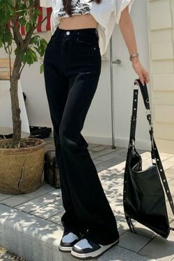 Y2K Aesthetic Black High Waist Stretchy Flare Jeans - Coquette & Grunge Style Women's Fashion