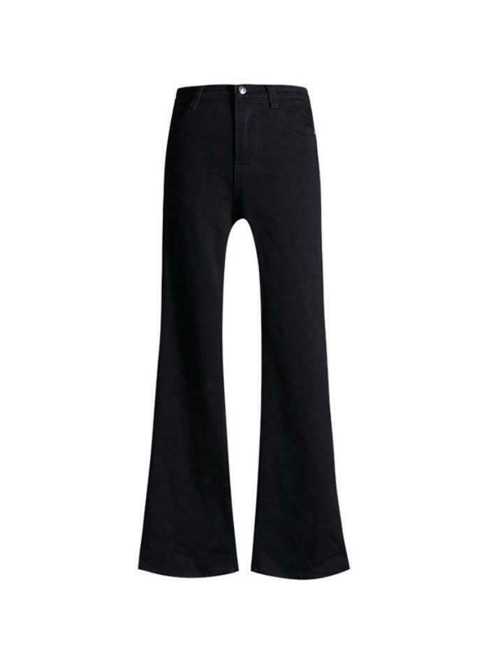 Y2K Aesthetic Black High Waist Stretchy Flare Jeans - Coquette & Grunge Style Women's Fashion