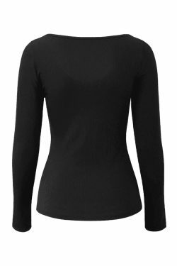 Y2K Aesthetic Black Lace Trim Long Sleeve Knit Top - Coquette & Grunge Style Women's Fashion