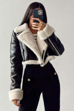 Y2K Aesthetic Black Leather Street Jacket - Coquette Grunge Style Cargo Skirt Outfit