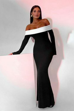 Y2K Aesthetic Black Maxi Dress: Coquette Style Strapless Long-Sleeved Outfit for Women