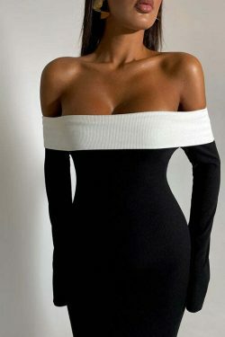 Y2K Aesthetic Black Maxi Dress: Coquette Style Strapless Long-Sleeved Outfit for Women