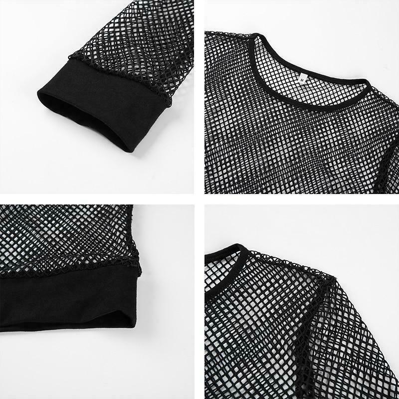 Y2K Aesthetic Black Mesh Long Sleeve Top - Coquette Style Grunge Fashion for Women Y2K Aesthetic Black Mesh Long Sleeve Top - Coquette Style Grunge Fashion for Women