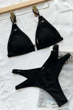 Y2K Aesthetic Black Openwork Swimsuit - Coquette Style Sexy Split Swimwear