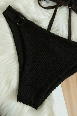 Y2K Aesthetic Black Pleated Swimsuit - Coquette Style Sexy Bikini for Women