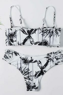 Y2K Aesthetic Black Printed Thong Bikini Set for Niche Women Fashion