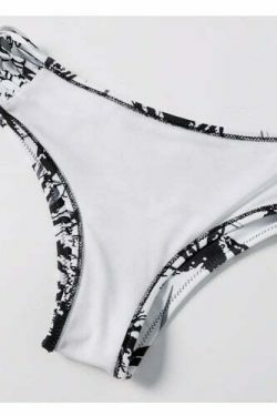 Y2K Aesthetic Black Printed Thong Bikini Set for Niche Women Fashion