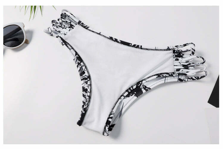 Y2K Aesthetic Black Printed Thong Bikini Set for Niche Women Fashion