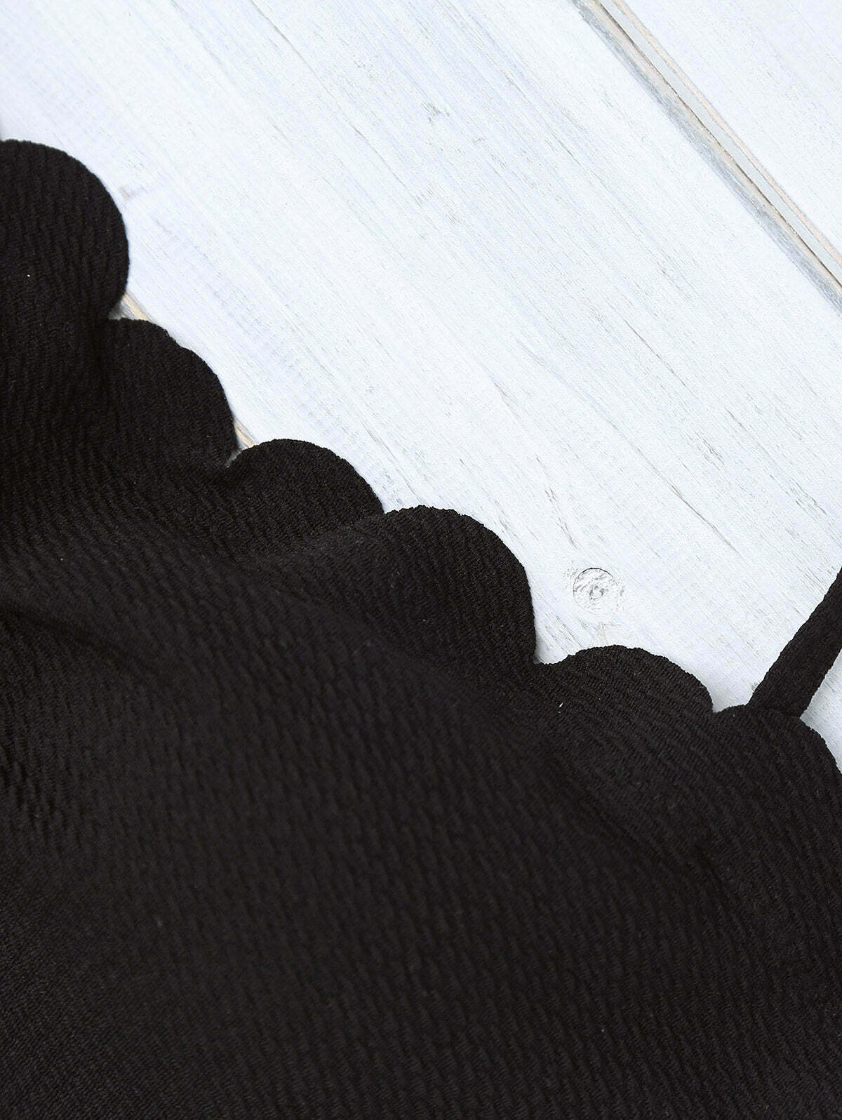 Y2K Aesthetic Black Scalloped Cami Swimsuit - Coquette Style for Niche Women Fashion Y2K Aesthetic Black Scalloped Cami Swimsuit - Coquette Style for Niche Women Fashion