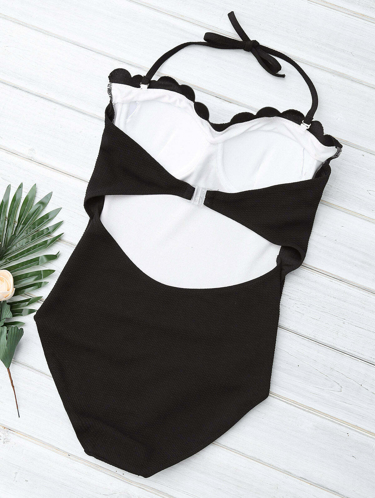 Y2K Aesthetic Black Scalloped Cami Swimsuit - Coquette Style for Niche Women Fashion Y2K Aesthetic Black Scalloped Cami Swimsuit - Coquette Style for Niche Women Fashion